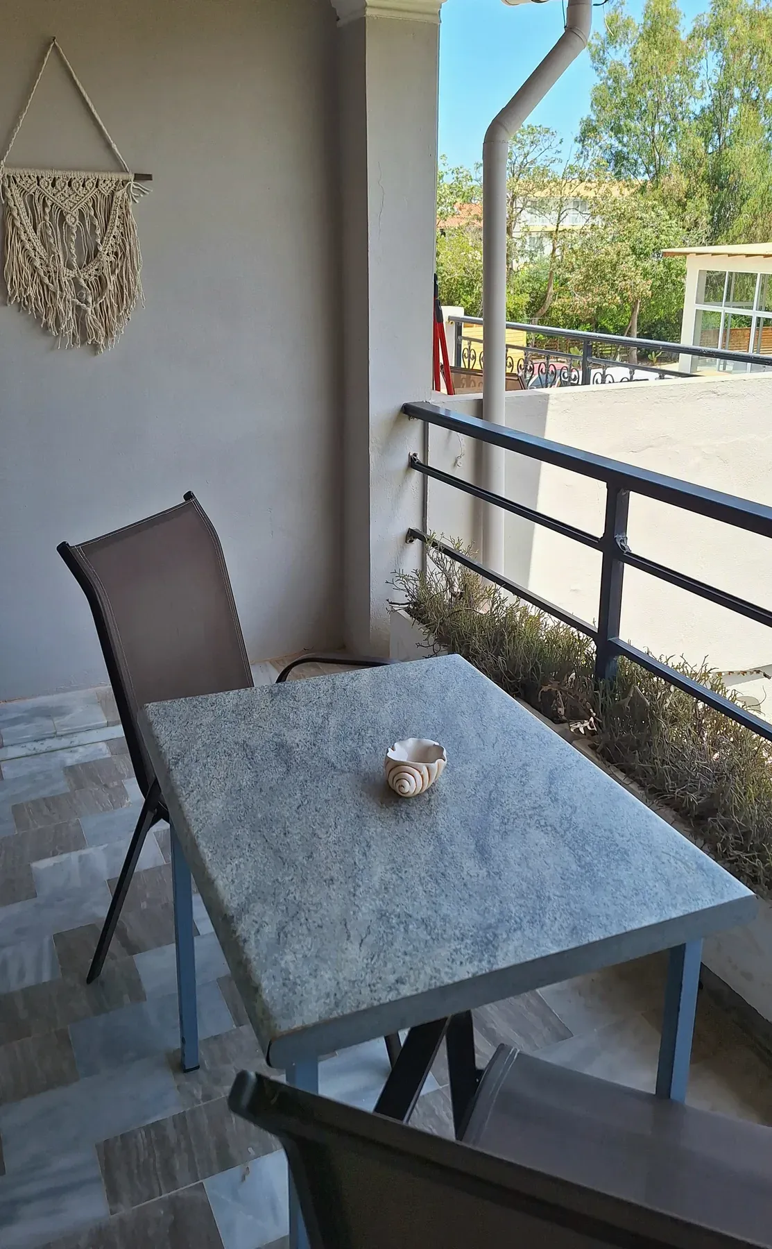 Furnished balcony in Apartment 7 at Antzela Apartments