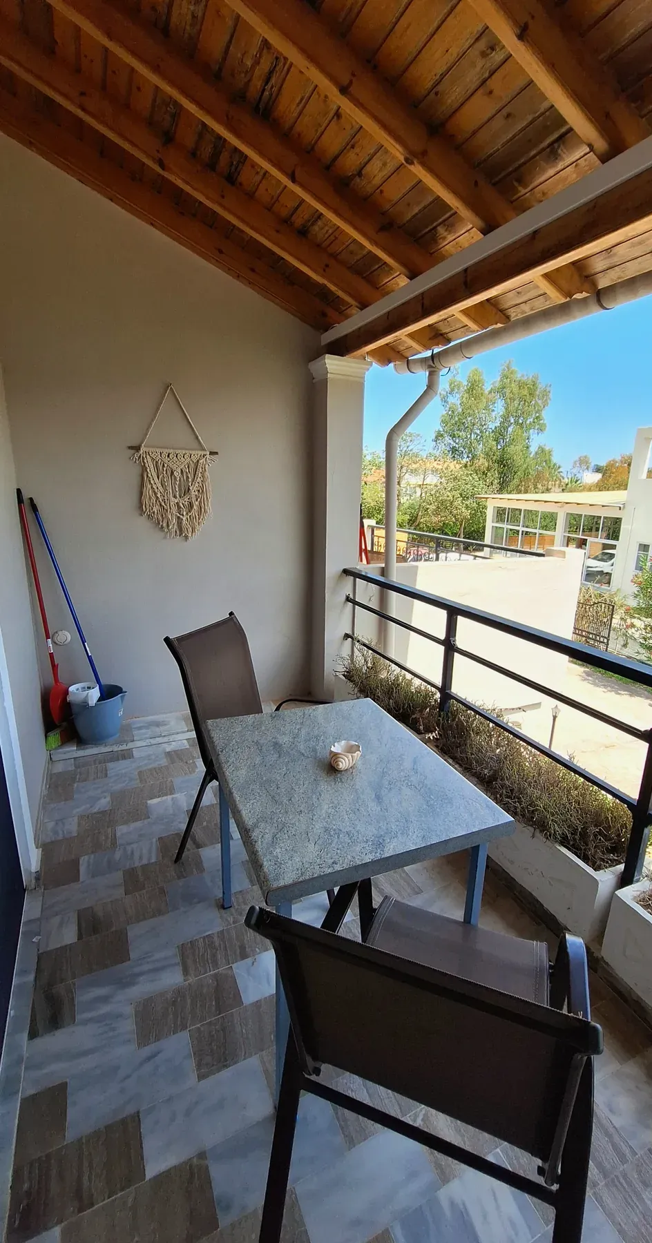 Covered balcony in Apartment 7 at Antzela Apartments
