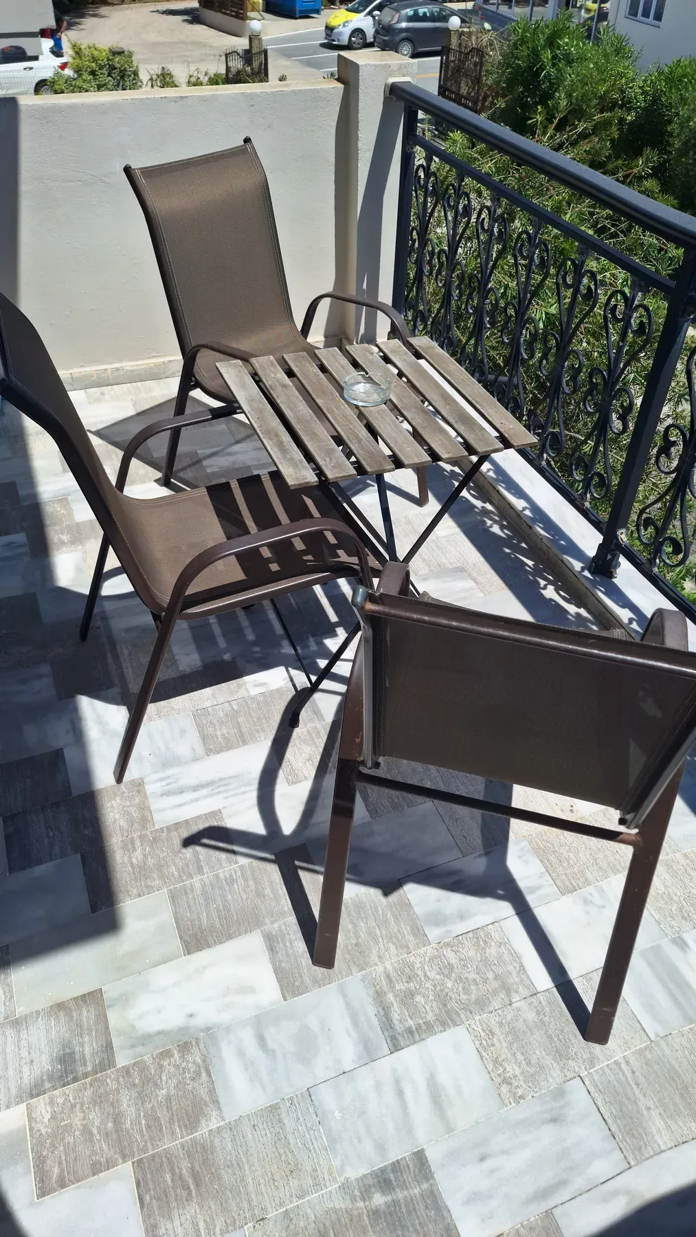 Furnished balcony in Apartment 10 at Antzela Apartments