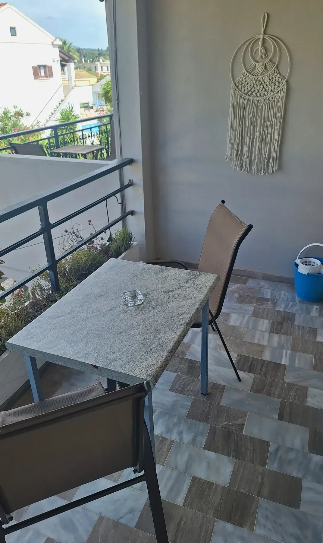 Furnished balcony in Apartment 9 at Antzela Apartments