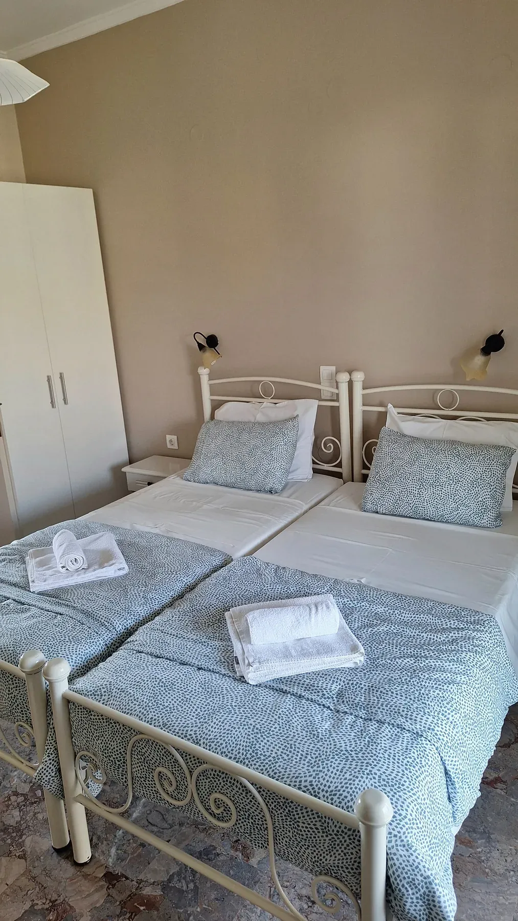 Sleeping area in Apartment 8 at Antzela Apartments