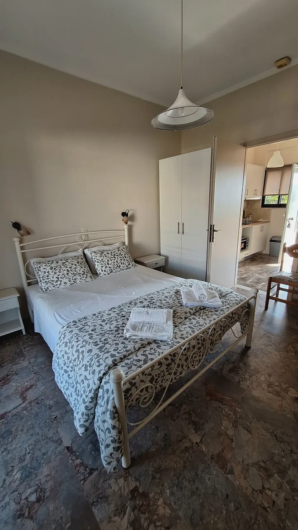 Sleeping area in Apartment 9 at Antzela Apartments